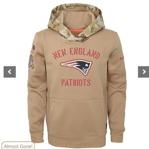 NFL Nike Khaki New England Patriots Salute to Service Therma Pullover Hoodie S